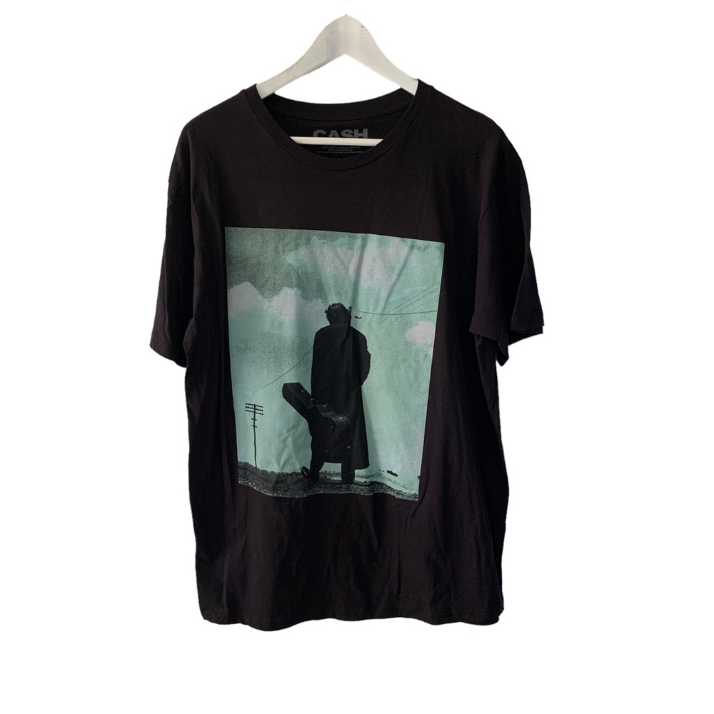 Johnny Cash Graphic Band T Shirt Men’s Medium & XL Black & Green Cotton